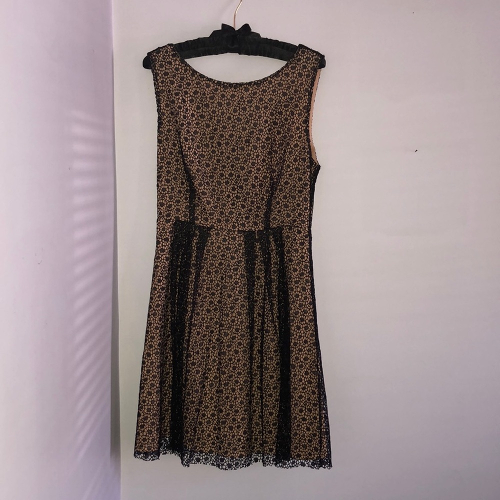 Black lace overlay, fit and flare dress, size M